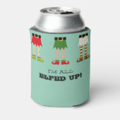 私は全て楽しんでる！クリスマスおもしろい小妖精や小人 缶クーラー (缶裏面)