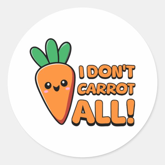 私は全部ニンジンを嫌う!かわいいニンジン ラウンドシール (正面)