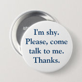 私は内気です。 、私に話を来て下さい。 ありがとう 缶バッジ (正面&裏面)