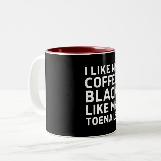 私は内臓のように黒いコーヒーが好きだ ツートーンマグカップ (正面左)