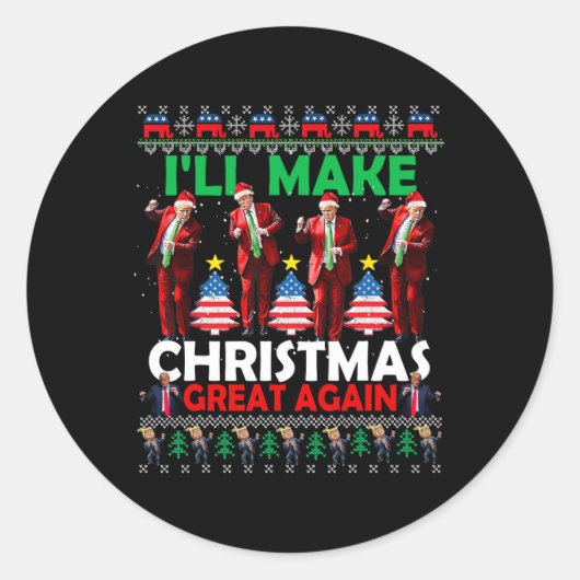 私は再びサンタトランプ素晴らしダンスを作る ラウンドシール (正面)