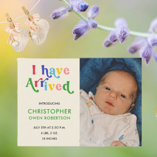 私は写真に到着した任意のベビー誕生の発表 案内状