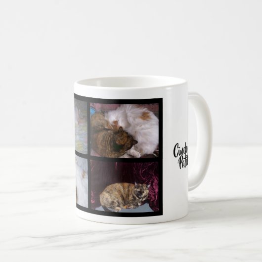 私は写真のコラージュを持つ私の猫を愛します コーヒーマグカップ (正面右)