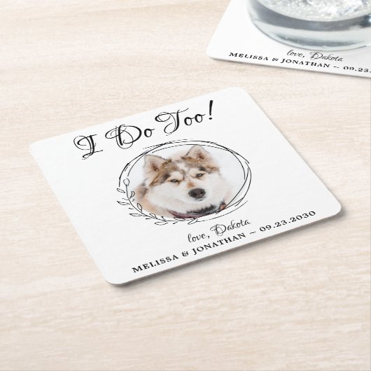 私は写真エレガント犬の愛玩過結婚去 スクエアペーパーコースター (アングル)