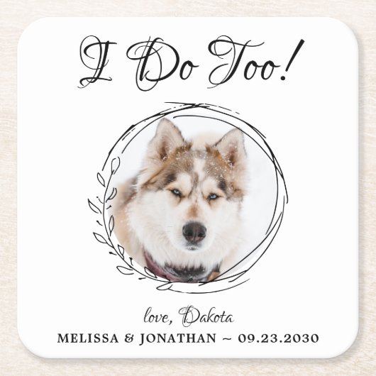 私は写真エレガント犬の愛玩過結婚去 スクエアペーパーコースター (正面)