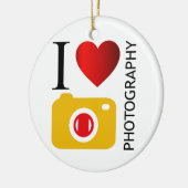 私は写真撮影を愛します セラミックオーナメント (左)