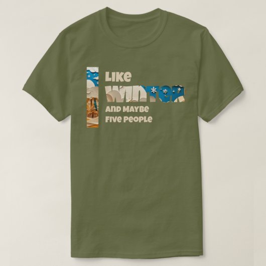私は冬とたぶん5人が好き Tシャツ (デザイン正面)