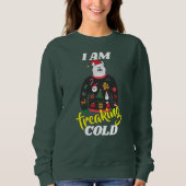 私は冷たいラマおもしろいクリスマス スウェットシャツ (正面)