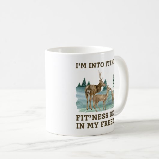 私は冷凍庫でフィットネスフィットネス鹿に夢中になっている コーヒーマグカップ (正面右)