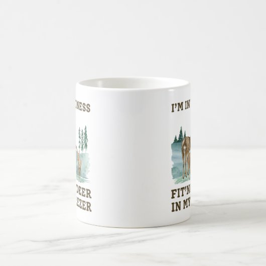 私は冷凍庫でフィットネスフィットネス鹿に夢中になっている コーヒーマグカップ (中央)