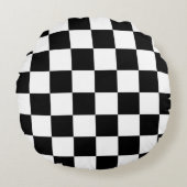 私は出血しま点検の白黒によって市松模様にされるカスタムを競争させます ラウンドクッション (正面)