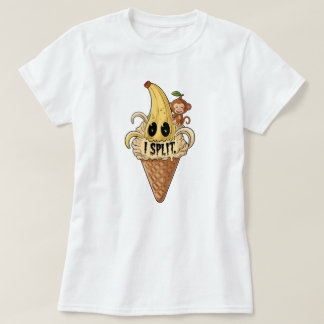 私は分割し、かわいいバナナアイススクリーム Tシャツ