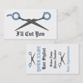 私は切ります(青い毛の切断のはさみ) 予約カード (正面/裏面)