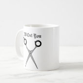 私は切ります(黒髪の切断のはさみ) コーヒーマグカップ (正面左)