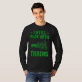 私は列車の鉄道模型の男性の女性の機関車_2 Tシャツ (正面フル)