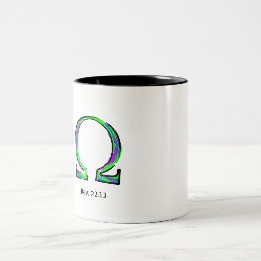 私は初めと終わりの暴露の22:13です ツートーンマグカップ (中央)