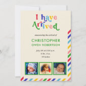 私は到着した写真の名前任意のベビー誕生 案内状 (正面)