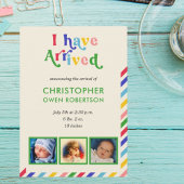 私は到着した写真の名前任意のベビー誕生 案内状