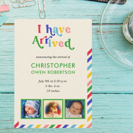 私は到着した写真の名前任意のベビー誕生 案内状
