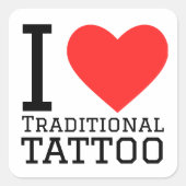 私は刺青が大好伝統的き スクエアシール (正面)