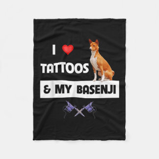 私は刺青と私のBasenji犬の刺青ママパパが大好き フリースブランケット