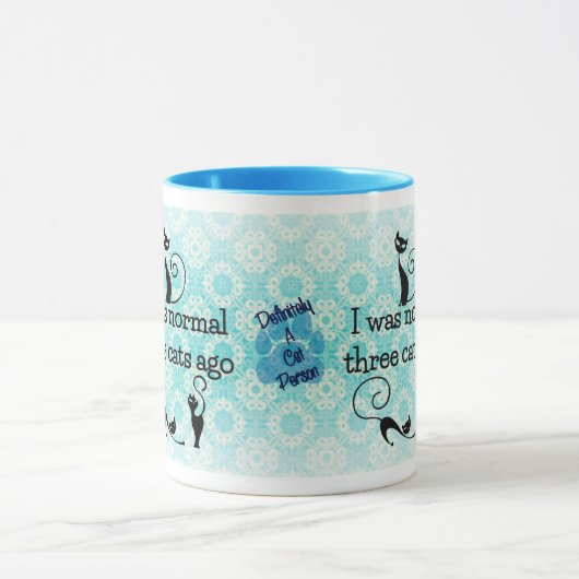 私は前に常態3猫のユーモアのあるなマグでした マグカップ (中央)