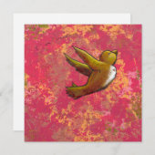 私は勇敢だ – 美しい可愛いおもしろい鳥とハート 招待状 (正面/裏面)