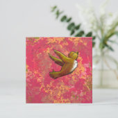 私は勇敢だ – 美しい可愛いおもしろい鳥とハート 招待状 (スタンド正面)