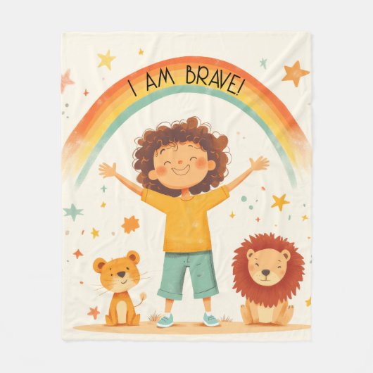 私は勇敢である – 子供たち肯定 フリースブランケット (正面)