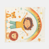 私は勇敢である – 子供たち肯定 フリースブランケット (正面(横))