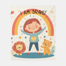 私は勇敢である – 子供たち肯定 フリースブランケット