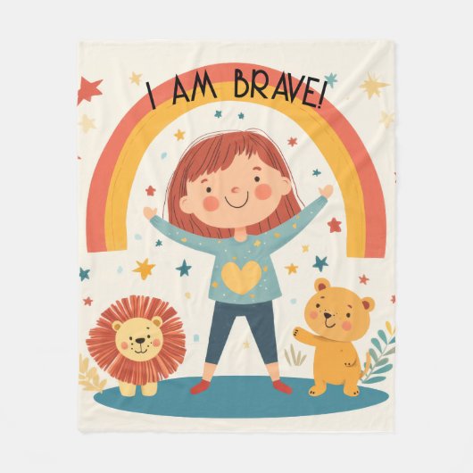 私は勇敢である – 子供たち肯定 フリースブランケット (正面)