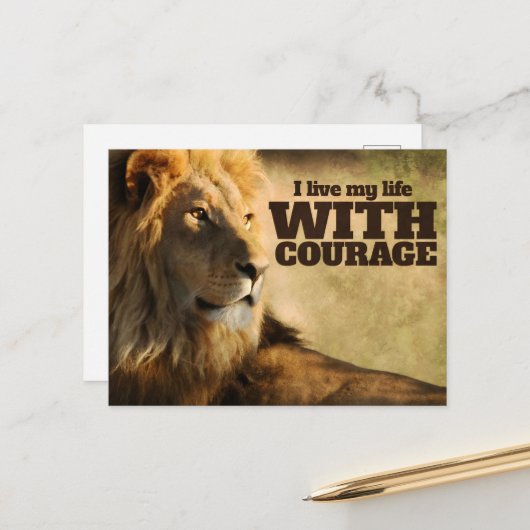 「私は勇気をもって生きる」モチベーション肯定 ポストカード (正面/裏面インサイチュ)