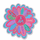 私は勇気付けられるピンクの花、インスピレーション シール (正面)