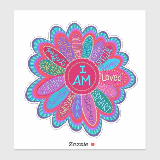 私は勇気付けられるピンクの花、インスピレーション シール (シート)