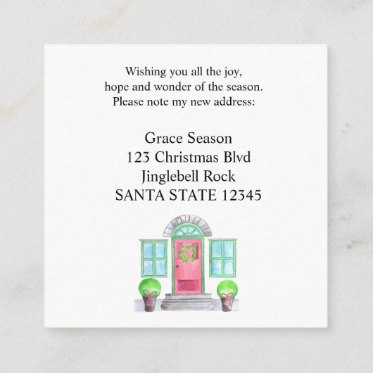 私は動きました! クリスマスの家 エンクロージャーカード (裏面)