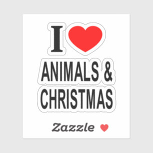 私は動物とクリスマスが大好き!I LOVE ANIMALS & CH Vinyl シール