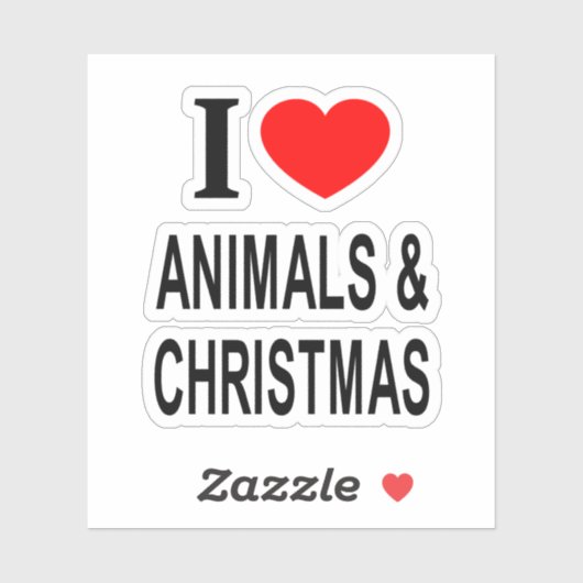私は動物とクリスマスが大好き!I LOVE ANIMALS & CH Vinyl シール (シート)