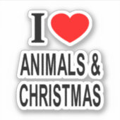私は動物とクリスマスが大好き!I LOVE ANIMALS & CH Vinyl シール (正面)