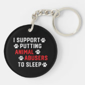 私は動物の虐待を眠らせることを支持おもしろいする キーホルダー (裏面)