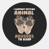私は動物の虐待を眠らせるのを支持する ラウンドシール (正面)