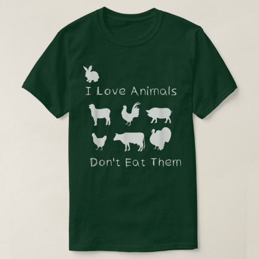 私は動物を愛してない食べの、おもしろいベジタリアン Tシャツ (デザイン正面)