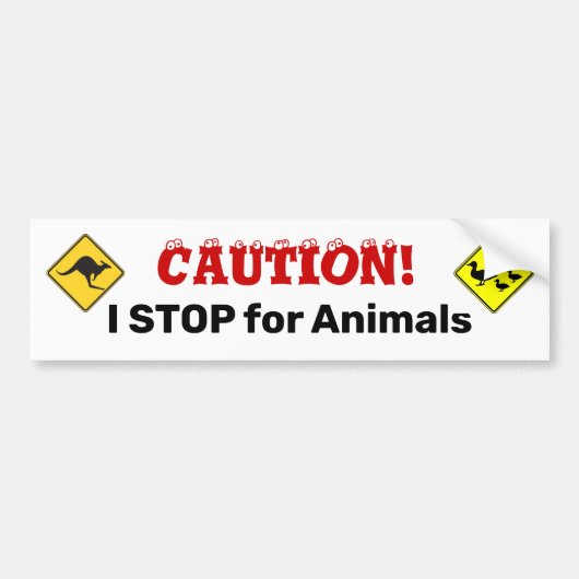 私は動物ストップのバンパーステッカーのために バンパーステッカー (正面)
