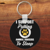 私は動物虐待を眠らせるのを支持する キーホルダー (正面)
