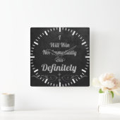 私は勝つ – やる気を起こさせる スクエア壁時計 (ホーム)