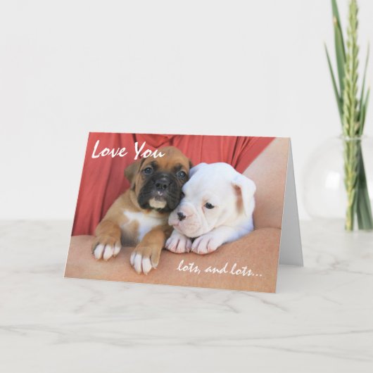 私は区分し、区分します子犬の挨拶状を愛します カード (正面)