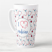 「私は医学が大好き」聴診器の医師の贈り物 カフェラテマグ (左アングル)