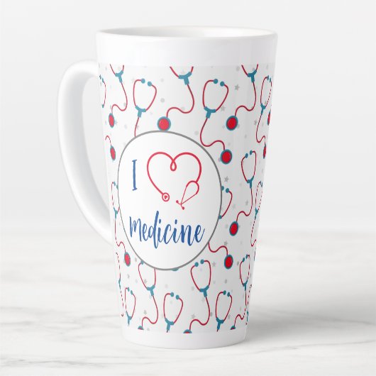 「私は医学が大好き」聴診器の医師の贈り物 カフェラテマグ (左アングル)
