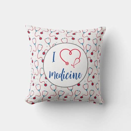 「私は医学が大好き」聴診器の医師の贈り物 クッション (正面)