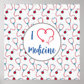 「私は医学が大好き」聴診器の医師の贈り物 ポスター (正面)